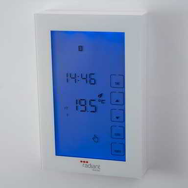 Glass front towel rail timer switch