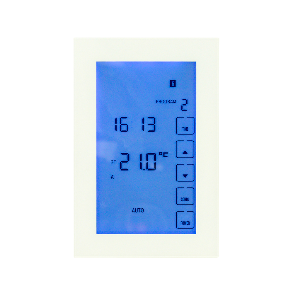 Radiant glass front dual vertical thermostat