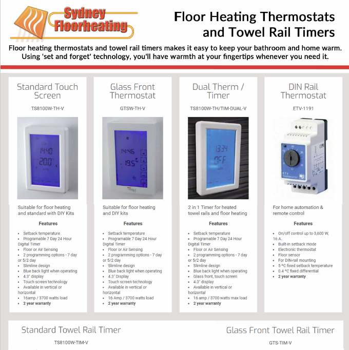 underfloor heating thermostat brochure